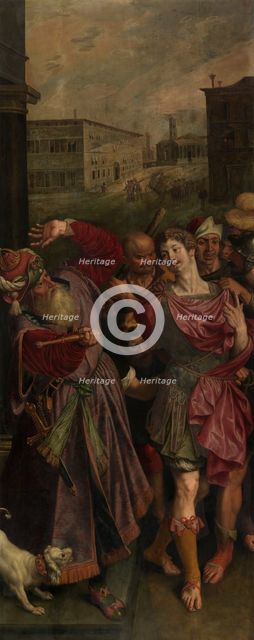 Sebastian of Rome Being Captured by Diocletian, c1575. Creator: Ambrosius Francken I.