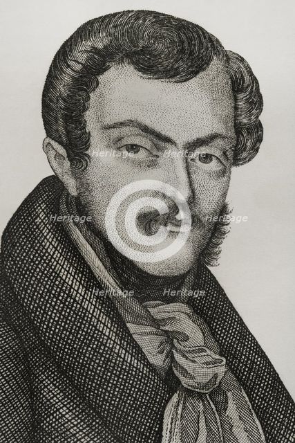 Sebastian Gabriel of Bourbon and Braganza, (1811-1875), Infante of Portugal and Spain...1842.  Creator: Pedro Celestino Mare.