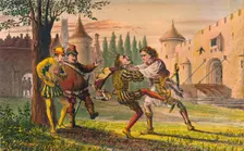Sebastian: Why! There's for thee! And there! And there! c1875. Artist: Robert Charles Dudley