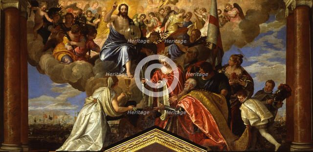 Sebastiano Venier giving thanks to the Redeemer after the Battle of Lepanto, 1582. Creator: Veronese, Paolo (1528-1588).