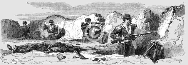 'Sebastopol; Tirailleurs, or Sharpshooters, in the Trenches', 1854. Creator: Unknown.