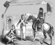 Sebastopol; Turkish Soldiers on Guard, before the introduction of the New Disipline 1854. Creator: Unknown