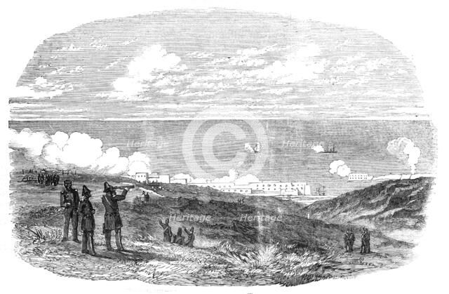 Sebastopol Batteries Firing at an Austrian Vessel, 1854. Creator: Unknown.