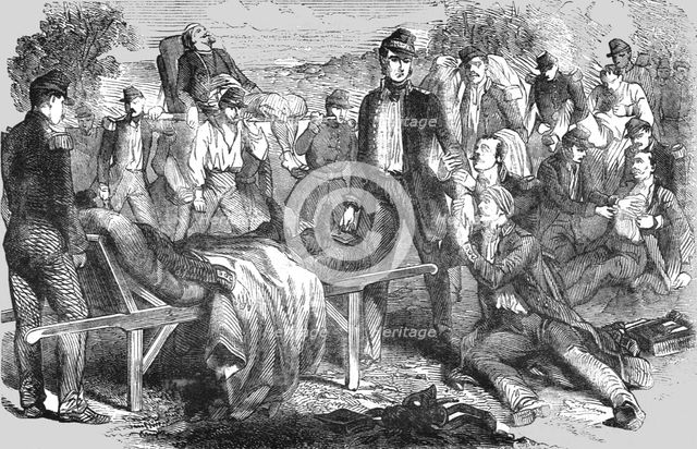 'Sebastopol; Carrying the Wounded to the Hospital Lines', 1854. Creator: Unknown.