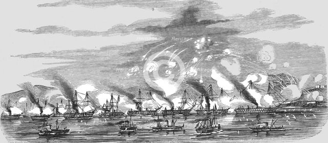 'Sebastopol; Combined Naval Attack on the Russian Forces of Sebastopol', 1854. Creator: Unknown.