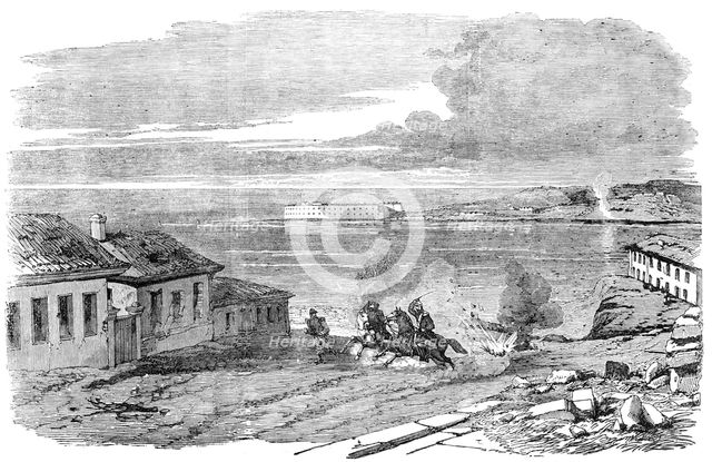 Sebastopol - Entrance to the Harbour, near Fort Nicholas - sketched by E. A. Goodall, 1856.  Creator: Edward Alfred Goodall.