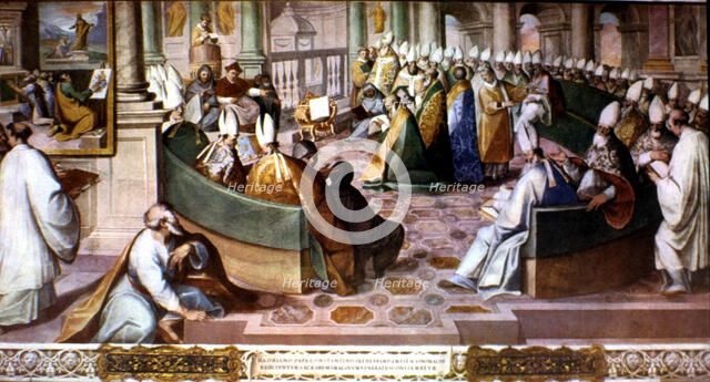 Second Council of Nicaea, held in 787 under Pope Adrian I and the reign of Constantine VI, fresco…