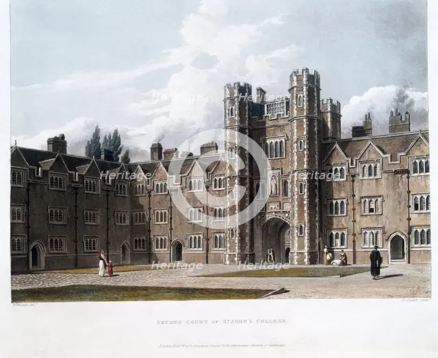 Second Court of St Johns College, Cambridge University, 1814. Creator: Joseph Constantine Stadler.