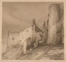 Second courtyard of Spis Castle, 1912. Creator: Ludovit Cordak