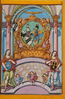 Second Frontispiece with the Derrer Coat of Arms; Genealogy of the Derrer Family, about 1626-1711. Creator: Unknown