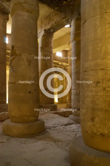 Second Hypostyle Hall, Temple of Seti I, Abydos, Egypt, New Kingdom, 19th Dynasty (2003). Creator: LTL.