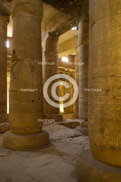 Second Hypostyle Hall, Temple of Seti I, Abydos, Egypt, New Kingdom, 19th Dynasty (2003). Creator: LTL.