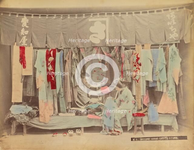 Second-Hand Cloth Store, 1870s-1890s. Creator: Kusakabe Kimbei.