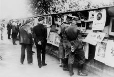Second-hand book and print stalls on the bank of the Seine, German-occupied Paris, 1940