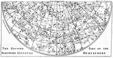 Second part of the star chart of the Northern Celestial Hemisphere showing constellations, 1747