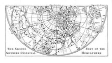 Second part of the star chart of the Southern Celestial Hemisphere showing constellations, 1747