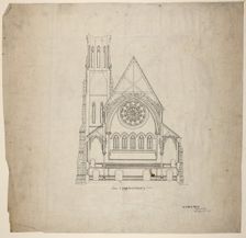 Second Presbyterian Church, Chicago, Illinois, Transverse Section, 1874. Creator: Renwick & Sands