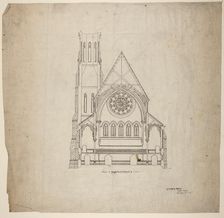 Second Presbyterian Church, Chicago, Illinois, Transverse Section, 1874. Creator: Renwick & Sands