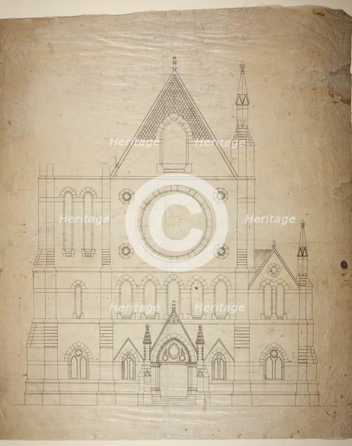 Second Presbyterian Church, Chicago, Illinois, East Elevation, 1874. Creator: Renwick & Sands.