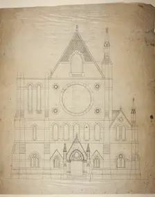 Second Presbyterian Church, Chicago, Illinois, East Elevation, 1874. Creator: Renwick & Sands