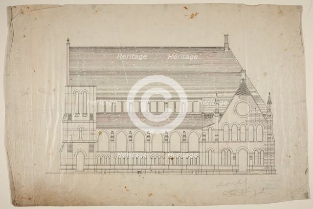 Second Presbyterian Church, Chicago, Illinois, North Elevation, 1874. Creator: Renwick & Sands.