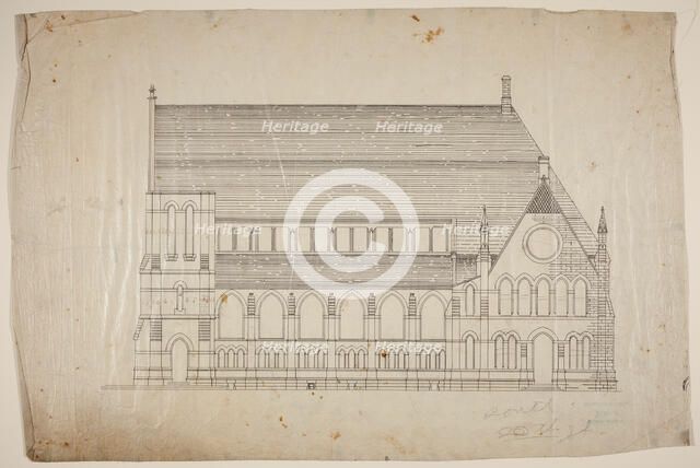 Second Presbyterian Church, Chicago, Illinois, North Elevation, 1874. Creator: Renwick & Sands.