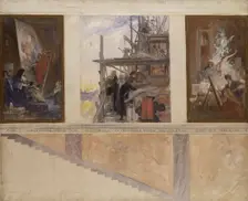Second Proposed Decoration of the Walls in the Lower Hall of the Nationalmuseum, 1890-1891. Creator: Carl Larsson