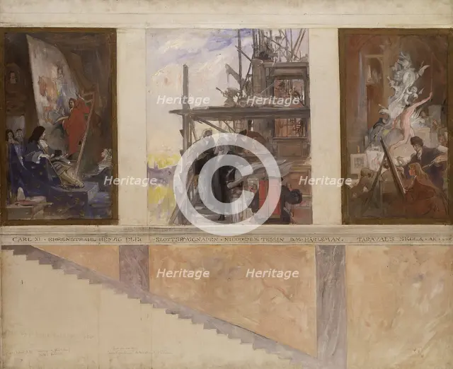 Second Proposed Decoration of the Walls in the Lower Hall of the Nationalmuseum, 1890-1891. Creator: Carl Larsson.
