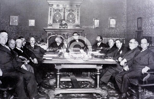 Second Republic, the first Council of Ministers chaired by Alcalá Zamora in Madrid, April 1931, f…