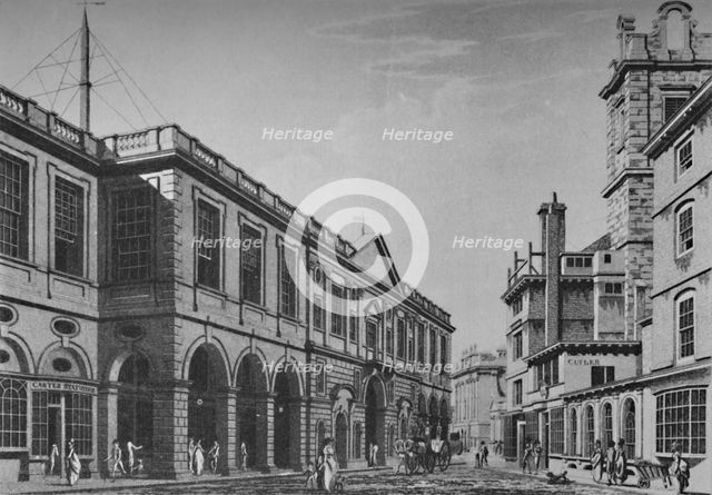 'Second Royal Exchange, North Front, in 1798. Showing Exterior of Lloyd's Rooms', (1928.) Artist: Unknown.