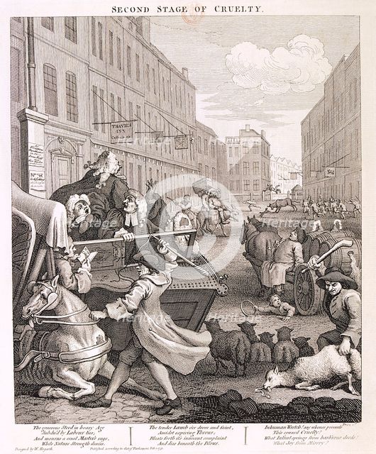 'Second Stage of Cruelty', plate II from The Four Stages of Cruelty, 1751. Artist: Anon