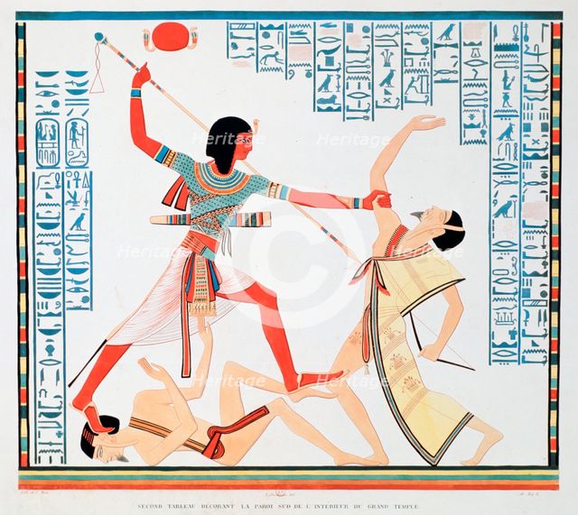 Second scene on the southern wall of the interior of the Great Temple at Abu Simbel, 1888. Artist: A Racinet