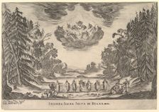 Second Scene, in Diana's forest, from The marriage of the gods (Le nozze degli Dei), 1637. Creator: Stefano della Bella
