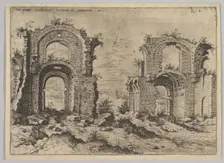 Second View of the Baths of Diocletian, from set of Roman Ruins, 1550. Creator: Hieronymus Cock