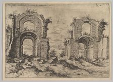 Second View of the Baths of Diocletian, from set of Roman Ruins, 1550. Creator: Hieronymus Cock