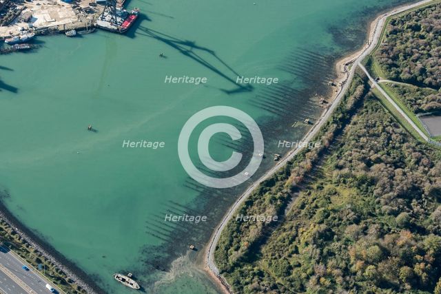 Second World War D Day landing craft slipways at Horsea Island, Portsmouth, Hampshire, 2020. Creator: Damian Grady.