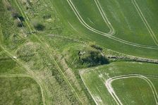 Second World War observation post built into a bowl barrow mound, Cherhill Down, Wiltshire, 2015. Creator: Historic England