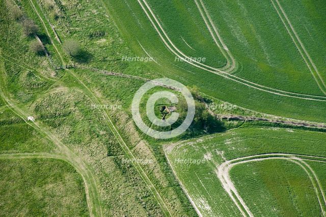 Second World War observation post built into a bowl barrow mound, Cherhill Down, Wiltshire, 2015. Creator: Historic England.