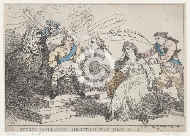 Secret Influence Directing The New P-l-t [Parliament], May 18, 1784., May 18, 1784. Creator: Thomas Rowlandson.
