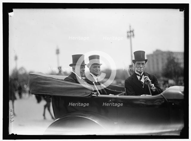 Secretary of State Robert Lansing, left, in automobile, between 1916 and 1918. Creator: Harris & Ewing.