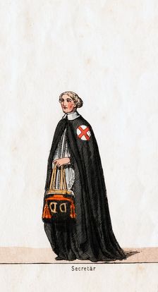 Secretary, costume design for Shakespeare's play, Henry VIII, 19th century