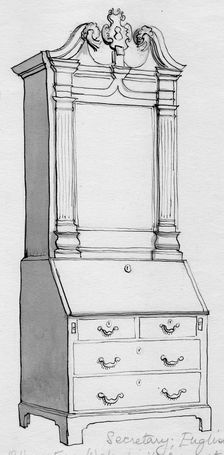 Secretary, English, early 18th century (1951). Creator: Shirley Markham