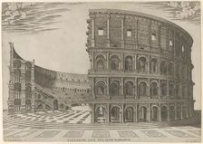 Section and elevation of the Colosseum in Rome, 1581. Creator: Giovanni Ambrogio Brambilla