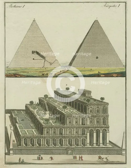 Section and interior of the Great Pyramid. The floating gardens, 1801. Creator: Fischer von Erlach, Joseph Emanuel (1693-1742).