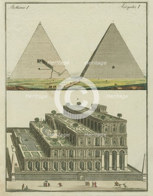 Section and interior of the Great Pyramid. The floating gardens, 1801. Creator: Fischer von Erlach, Joseph Emanuel (1693-1742).