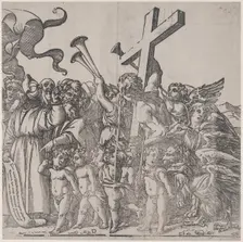 Section D: angels sounding trumpets etc, from The Triumph of Christ, 1836. Creator: Andrea Andreani