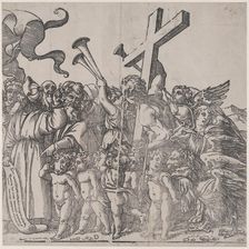 Section D: angels sounding trumpets etc, from The Triumph of Christ, 1836. Creator: Andrea Andreani