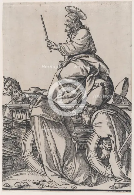 Section E: Christ riding on a triumphal cart, from The Triumph of Christ, 1836. Creator: Andrea Andreani.