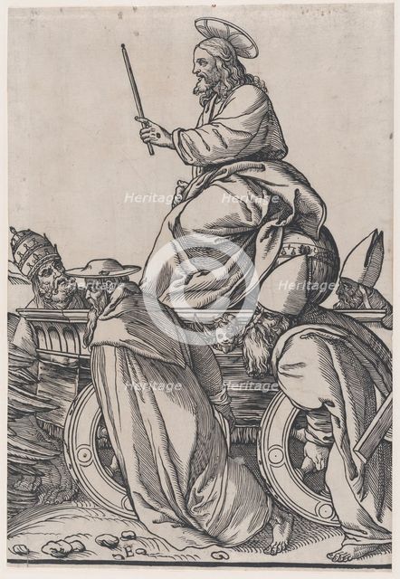 Section E: Christ riding on a triumphal cart, from The Triumph of Christ, 1836. Creator: Andrea Andreani.
