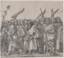Section F: Saints holding crosses, books, and weapons, from The Triumph of Christ, 1836. Creator: Andrea Andreani